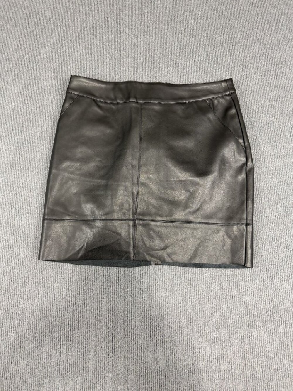 Fahsyee Womens Black Faux Leather Mini Skirt Back Zip Size L